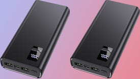 two power banks with an LED screen, two USB-A ports and USB-C.