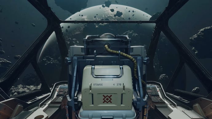 Starfield gameplay trailer screenshot of a ship interior